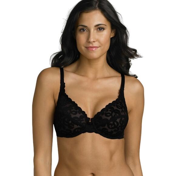 Wacoal Womens Arabesque Underwire Bra Black Size 34D Lace Unlined 85199 Unpadded - Picture 1 of 6